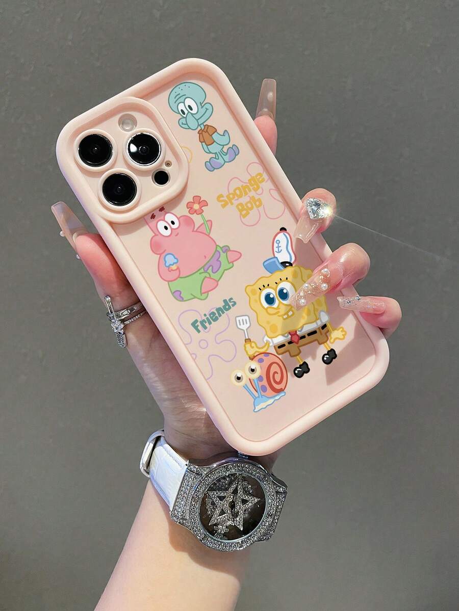 SPONGEBOB 1个卡通花卉图案防震手机壳，适用于三星/苹果17/16/15/14/13/12/11 Pro Max/12 Pro/14 Plus及其他型号 - 彩色 - 查看 1