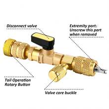 Valve Core Remover Installer Tool With Dual Size SAE 1/4 & 5/16 Port, 20 PCS Valve Cores With 10 PCS Brass Nuts, Compatible With R22 R12 R407 R410 R404 R32 R600 A/C - A - View 3