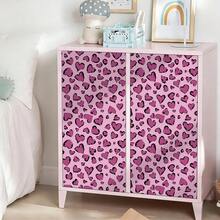 1卷粉色心形图案花卉壁纸 - 即撕即贴，现代风格，无缝拼接，可移除且易于安装。宽17.33英寸，适合DIY，是家居装饰、家具翻新和节日装饰的理想之选。 - 彩色 - 查看 10