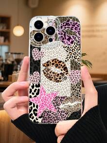 1PC Funda con estampado de leopardo con brillo dorado, estilo moderno y salvaje, diseño animal elegante, funda de TPU transparente, protección completa para lente, compatible con iPhone 17/16/15/14/13/12/11/Pro/ProMax, compatible con Galaxy A54/S24 Ultra/Plus, compatible con Moto/Galaxy/Redmi/Honor/OPPO - G transparente - Ver 2