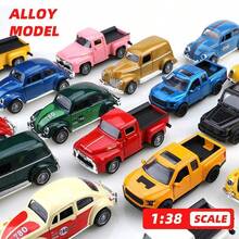 1:38 Vintage Classic Pickup Truck Alloy Car Model, Realistic Diecast Vehicle, Perfect Gift For Friends, Weddings, Birthdays - Multicolor - View 4