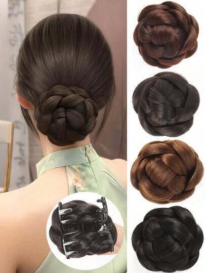 1pc Elegant Women's Hair Accessory, Donut Bun Synthetic Hair Extension, Elastic Clip-In Design, Heat Resistant Fiber, Versatile Style Suitable For All Hair Types, Secure Wear For Daily And Occasions, Hair Styling Set, Hair Styling Tools Set ,Hair Styling Kit ,Hair Tool Kit For Barber Salon Beauty Travel Essential Hair Products,Hair Cares,Hair Accessories