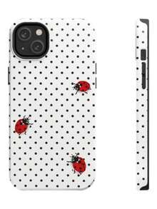 Adorable Ladybug 2-In-1 Thick Phone Case – Polka Dot And Checkered Aesthetic Ladybug Art Protective Case. Suitable For Compatible Phones: 17, 17air, 16, 15, 14, 13, 12, 11, PRO MAX, X, XS, PLUS, And As Well As Galaxy S21/22/23/24/25 Ultra/FE+, NOTE20 Ultra, A71/56/55/54/53/52/36/34/26/25/23/16/15/14/13/06. It's A Thoughtful Birthday Gift For Girlfriends, Boyfriends, And Friends. - 彩色 - 查看 2
