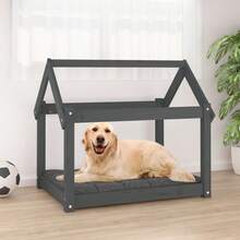 vidaXL Lit pour chien Gris 81x60x70 cm Bois de pin solido - Grigio - Visualizzare 2