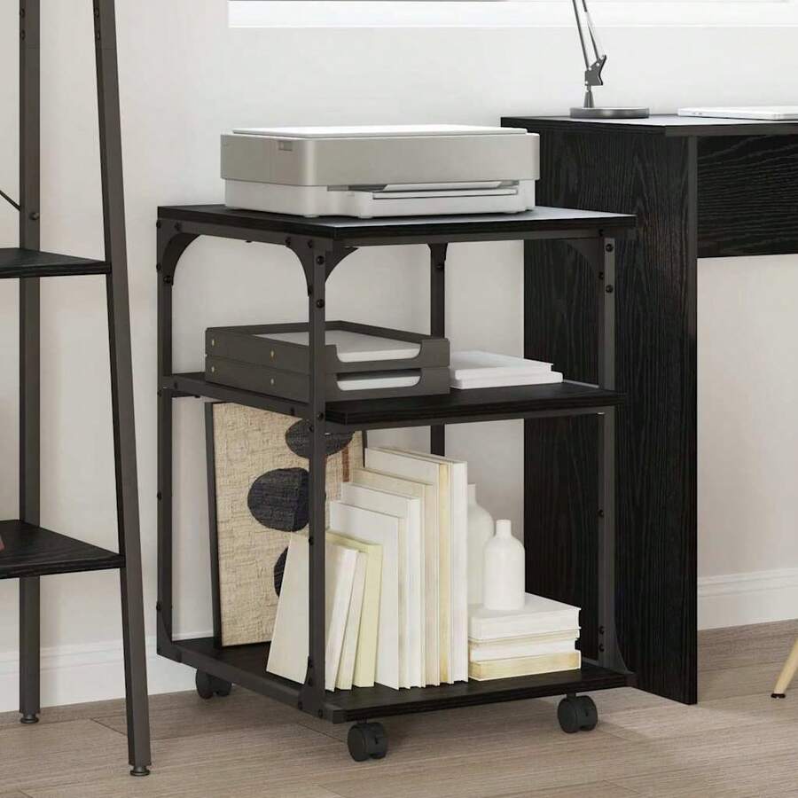 vidaXL Supporto d'imprimante Chêne nero 43 x 48 x 64 cm - nero - Visualizzare 1