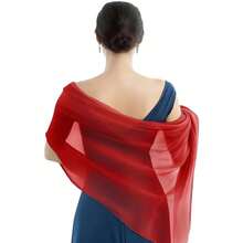 P Pothuiny Women Chiffon Sheer Shawl Wraps For Evening Dresses, 79inchx24inch Lightweight Soft Chiffon Scarfs Wedding Party Bridal,79inchx24inch,Red - 紅色 - 查看 3