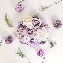 [Free Shipping]Artificial Flowers Combo Purple Rose Hydrangea Fake Flowers With Stem For DIY Wedding Bouquets Centerpieces Arrangements Bridal Ba By Shower Home Decor - 復古紫色 - 查看 3