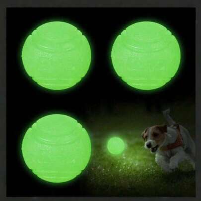Nighttime Glowing Bouncing Ball, PET Ball, Chew-Resistant Toy Ball, Large, Medium And Small Dog Grinding Training Balls (This Product Does Not Glow; Night Glow Dog Balls, 5cm-6cm-7cm) Strong Dog Ball Toy, Glowing, High Elasticity Rubber, Teeth Training, Small, Medium And Large Dog Interactive Ball Bite Toy