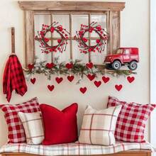 Decorazione di una corona di San Valentino, corona finta rossa da 10 pollici con decorazioni a forma di cuore e bacche, adatta per decorazioni di anniversari di matrimonio e cene a lume di candela. - Rosso - Visualizzare 4