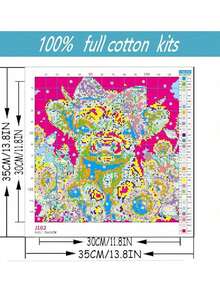 EstiloKit De Punto De Cruz Estampado Para Adultos Principiantes, Kit De Punto De Cruz, FáCil De Hacer Contado, Dimensiones Impresas, Manualidades, Kits De Bordado Para DecoracióN De Pared Del Hogar (11VersióN Mejorada - vaca lechera - Ver 3