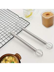 2pcs Stainless Steel Double Head Milk Frother, Kitchen Tool For Flour, Cream, Milk Tea And Coffee - Stainless Steel Mixer - View 4