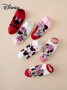 Disney Bộ 6 đôi tất, họa tiết chấm bi và nơ, hình hoạt hình dễ thương dành cho trẻ em, tất thể thao thoáng khí, phù hợp mọi mùa, cỡ châu Âu và Mỹ, thoải mái, nhiều màu sắc, thích hợp mặc hàng ngày, chất liệu cao cấp, không gây bí bách. - Nhiều màu - Xem 2
