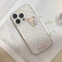 Domestic Shipping R-Rilakkumas Apple Phone Case Adorable Cartoon Bear Phone Case With Pink Polka Dots, Perfect For Y2K Kawaii Style  Phone Case Suitable For  17/16/15/14/13/12/11/Air/Pro/ProMax/Plus  Galaxy S21/22/S23/S24/S25 Plus Fe Ultra, A15/A16/A35 Cute Phone Case Anti-Drop Anti-Fingerprint - 彩色 - 查看 8