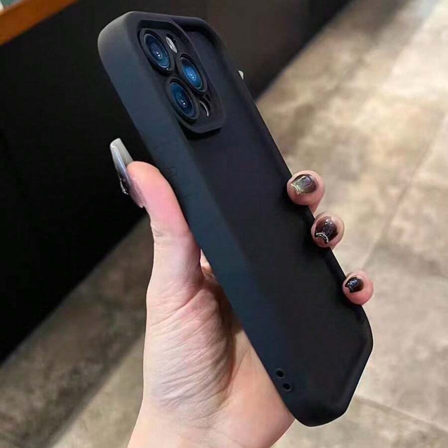 Ốp điện thoại màu đen dày dặn, tối giản, chống rơi vỡ, tương thích với iPhone 17 Pro Max/17 Pro/17 Air/17/16 Pro Max/16/16 Pro/16 Plus/16E/15/15 Plus/15 Pro/15 Pro Max/11/12/13/14 Pro Max/XS/XR/11 Pro/11 Pro Max/12 Pro/12 Pro Max/13 Pro/13 Pro Max/7 Plus/14 Pro/14 Pro Max/14 Plus/7 Plus/8 Plus/8/SE2/13 Mini/12 Mini - màu đen - Xem 1