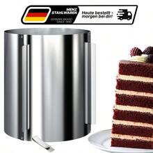 Menz Tortenring verstellbar hoch 30 cm – Edelstahl Kuchenring rund verstellbar Ø 16-30 cm, stabiler Backring und extra-hoher Backrahmen zum Schichten und Dekorieren – Auch als 2-teiliges Set mit Tortenschneider erhältlich – Hochwertiges Torten-Zubehör und praktisches Backset für kreative und formvollendete Torten - 1 Tortenring - Übersicht 1