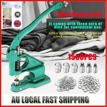 1pc Hand Press Grommet Eyelet Machine with 3 Dies & 1500pcs Grommets 6/10/12mm - Verde - Ver 3