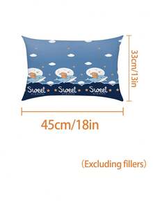 1/2pcs Ocean Adventure Bedding Set, Playful Bear & Dolphin Pattern, Blue Heart Reversible Design, Suitable For Baby Room