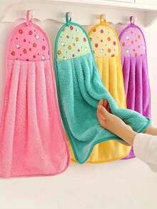 3pcs/6pcs/10pcs Wall-Mounted Hand Towels, Kitchen Hand Towels, Cute Hanging Hand Towels/Wipers, Absorbent, Household Bathroom, Thickened, Coral Fleece Hand Towels, Salon Hand Towels,School,Back To School,Travel,Travel Essentials,Home Essentials,Towel,Skin Care - 彩色 - 查看 11