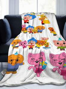 1pc Plim Plim Blanket Ultra Soft Anime Blanket, Flannel Cartoon Printed Throw - Perfect Gift For Anime Fans, Ideal For Christmas, Birthday, Halloween, Home, Camping & Travel - màu đen - Xem 1
