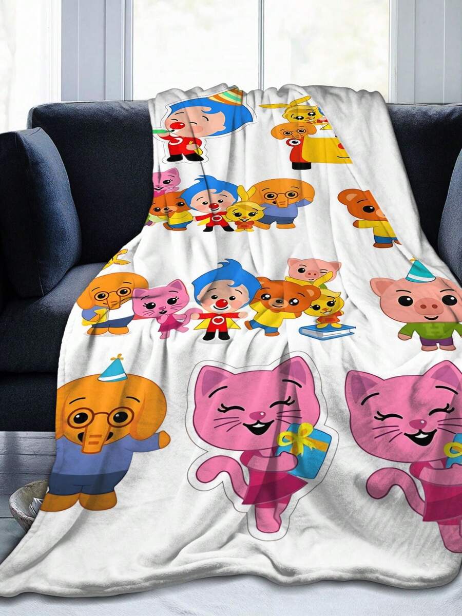 1pc Plim Plim Blanket Ultra Soft Anime Blanket, Flannel Cartoon Printed Throw - Perfect Gift For Anime Fans, Ideal For Christmas, Birthday, Halloween, Home, Camping & Travel - màu đen - Xem 1