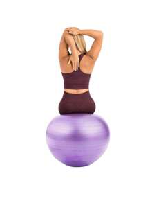 1pc Maternity Yoga Ball, Anti-Burst Thick Prenatal Yoga Pilates Smooth Exercise Ball For Beginners, Fitness & Delivery Assistance - Purple - View 2