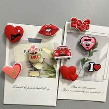 9个情人节主题冰箱贴，适合办公室、冰箱装饰，完美礼物 - 紅色 - 查看 1