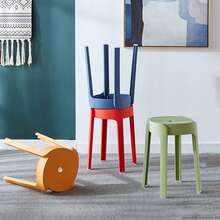 6 Pcs 330 Lbs Load Bearing Plastic Stool Stackable Portable Round Nesting Stools Backless Bar Stool Seating - Multicolor - View 1