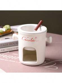 Best-Selling Ceramic Chocolate Fondue Set, Ice Cream Fondue Cup, Coffee Cup, Separable Ceramic Chocolate Melting Pot, Cheese Fondue Warmer, Mini Fondue Pot - Multicolor - View 6
