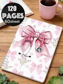 Sổ tay xoắn ốc chủ đề điều dưỡng A5, sổ kế hoạch và nhật ký y tế dành cho điều dưỡng - Sổ tay điều dưỡng màu hồng nhạt, trang trí bằng ống nghe, kim tiêm, lọ thuốc, hình trái tim và nơ - Nền hồng, với hình minh họa y tế, 120 trang, lý tưởng cho sổ kế hoạch học điều dưỡng, nhật ký du lịch, quà tặng tri ân điều dưỡng và kỷ niệm tốt nghiệp điều dưỡng. - Nhiều màu - Xem 2