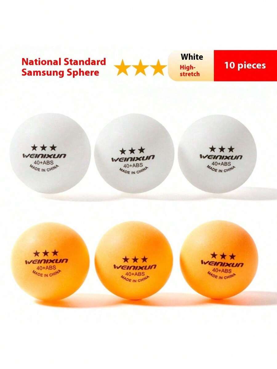 10pcs ABS Material 40+ High Elasticity Durable Table Tennis Balls, Suitable For Competition And Casual Play