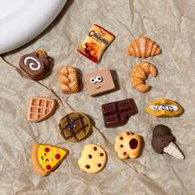 14pcs Cute Coffee Series Shoe Charms DIY Set, Fun Resin Shoe Charms, Durable, Detachable Design, Perfect Match For Summer Sandals - Brown - View 3