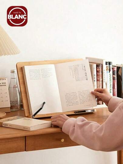 1 件装竹制多功能阅读架、书架、笔记本和笔记本电脑支架，适用于学生、办公室、考试