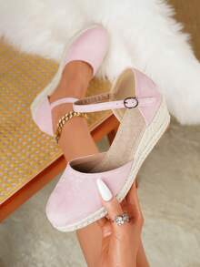 Women's Elegant Platform Wedge Heel Slip-On Shoes, All Season - Pink - View 8