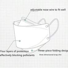 20 Kits De Mascarillas Desechables De 3 Colores Kn95 KF94 Fish Cada Una Envuelta Individualmente - Blanco - Ver 4