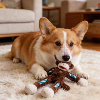 Hollypet ตุ๊กตาหมาลิงสีน้ำตาลพร้อมแขนเชือก – ของเล่นสุนัขมีเสียงทำจากผ้าพลัฌนุ่มและเชือกฝ้ายทนทาน, ของเล่นสุนัขแบบโต้ตอบที่ออกแบบมาสำหรับสุนัขขนาดกลางและขนาดใหญ่, ของเล่นสุนัขรูปทรงลิงสำหรับชักเย่อ, คาบ และเล่นในร่ม, ของเล่นสุนัขตุ๊กตาที่ทนทานซึ่งส่งเสียงดังเพื่อให้สุนัขมีส่วนร่วม, เหมาะสำหรับสุนัขที่กระตือรือร้น, ออกกำลังกายทุกวัน, บรรเทาความเบื่อ, ฝึกอบรม และเวลาสร้างความผูกพันที่แข็งแกร่งที่บ้าน