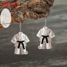 2D Flat Women's Martial Arts Earrings - Black and White Japanese Jujutsu Belt Pendant Earrings, Lightweight Daily and Party Jewelry Gifts, Suitable for Fighters, Coaches, Martial Arts Enthusiasts, Grateful Teachers, Classic Style, Fine Craftsmanship, Fashion Accessories, Gift Selection, 2D Flat - Multicolor - Ver 5