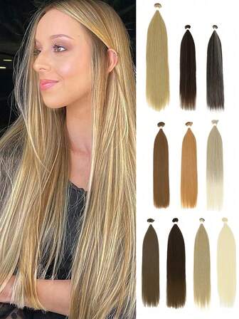 24 Inch Straight Synthetic Hair Extensions, Create Natural Long Straight Hairstyle, Upgraded Quality, Smooth And Easy To Style, Made Of Heat-Resistant Fiber. Available In Multiple Colors: Flax Brown, Warm Brown, White, Light Brown Ombre, Dark Brown Ombre, Brown Ombre, Brown Mix. Heat-Resistant Extensions, DIY Styling, Suitable For Women's Daily, Festival, Party And Music Festival Occasions.