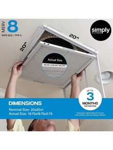 Filtros de aire plisados Estilo20X20X1 MERV 8 - 20 X 20 X 1 (paquete de 6) - Filtro premium para horno, aire acondicionado y HVAC - Bloquea ácaros del polvo, pelusa de mascotas, polen - Compatibilidad universal - MervFiltersVersión Mejorada - 12 x 20 x 1 - 6 paquetes - Ver 12