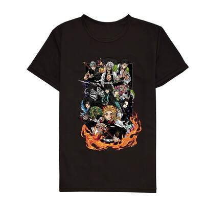 1 Pieza Camiseta Negra Estilo Anime 100% Algodón Kimetsu no Yaiba Inosuke Hashibira Impresión Multi-Diseño Camiseta para Hombre, Camiseta para Mujer, Camiseta para Pareja, Uso Diario, Verano, Regalo de Cumpleaños, Unisex