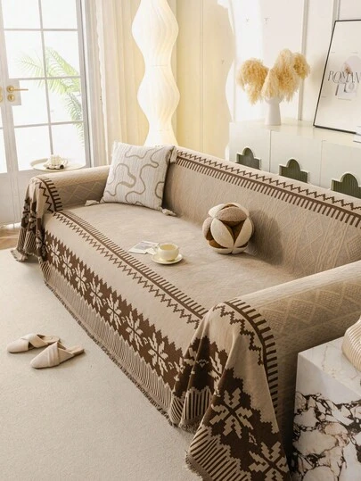 1pc Chenille Modern Anti-Slip Sofa Cover, Lightweight Luxury Minimalist Anti-Slip Sofa Blanket, Cushion, Suitable For Sofa, Tablecloth, Picnic Mat, Bedroom, Living Room, Office, Outdoor, Luxurious Elegant Chenille Sofa Towel