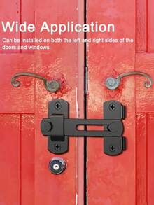 一套可翻转滑动谷仓门锁 - 180°翻转滑动门闩，不锈钢谷仓门锁，适用于车库、浴室、宠物门和窗户，不锈钢门栓，不锈钢门闩，家用门栓门闩，简易浴室门闩防盗门闩 - 彩色 - 查看 2