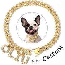 1pc Diamond-Shaped Hip-Hop Pet Necklace, Zinc Alloy Cuban Chain With Letter Pendant, Inlaid With Shiny Rhinestones, 14mm Suitable For Small, Medium And Large Dogs & Cats, Holiday Gift, Daily Wear, Dog Necklace - Multicolor - View 22