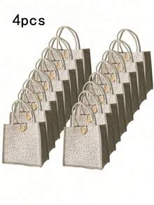 亚麻手提袋，空白手提袋，可重复使用的时尚多功能购物袋，会议礼品袋。您可以自行DIY设计，简约优雅，可用作伴娘婚礼礼品袋、学生书包、返校季和教师包，非常适合礼品促销、赠品、展览和其他场合，表面可进行丝网印刷、刺绣或热压印花。 - 彩色 - 查看 10