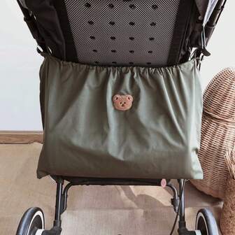 1pc Cute Bear Waterproof Stroller Organizer Bag, Fashionable Mom Casual Waterproof Storage Bag, Large Capacity Stroller Hanging Bag, Suitable For Outings, Baby Clothes Storage Bag