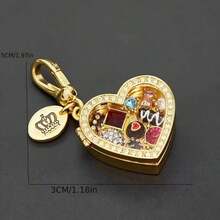 Heart-Shaped Chocolate Gift Box Pendant - Gold Tone Jewelry Charm Ornament, Inlaid With Gemstones, Shining Center & Secure Keychain Design, Suitable For Valentine's Day, Anniversary, Birthday (L75) - Vàng - Xem 2