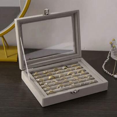 A Luxurious Velvet Jewelry Box For Elegantly Storing Rings And Earrings, Featuring A Fashionable Drawer-Style Display Tray. It Is The Perfect Home Decor Choice And An Ideal New Year's Gift For Women, Combining Practicality And Stylish Design To Enhance Your Jewelry Organization And Display Your Precious Accessories In An Elegant Manner.