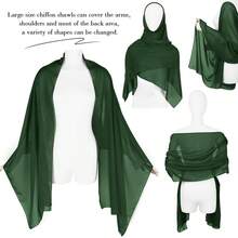 P Pothuiny Women Chiffon Sheer Shawl Wraps For Evening Dresses, 79inchx24inch Lightweight Soft Chiffon Scarfs Wedding Party Bridal,79inchx24inch,DarkGreen - 深綠色 - 查看 5