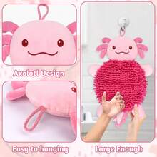 Axolotl Hand Towel For Bathroom Kitchen - Cute Hanging Face Towels Super Absorbent Chenille, Funny Decorative Towel, Kawaii Holiday Christmas Birthday Gifts For Women, Moms, ,Pink - 粉色 - 查看 6