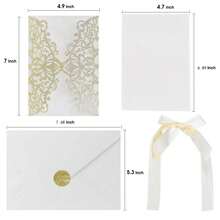 20/40pcs Gold Glitter Hollow Rose Shaped Wedding Invitations With Envelopes And RSVP Cards, Pre-Tied Satin Ribbons, For Wedding Anniversary, Bridal Shower, Engagement Party, Banquet Invitation - Multicolor - View 14