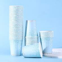 10个/20个/40个装，优雅蓝钻生日派对装饰 - 浅蓝色闪亮生日派对咖啡杯，女士生日派对、周年纪念、婚礼装饰 - 一次性纸杯，庆典杯套装，璀璨钻石设计，装饰杯 - 淺藍色 - 查看 3